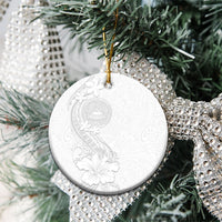 American Samoa White Sunday Ceramic Ornament Polynesian Pattern With Tropical Flowers LT05 - Polynesian Pride