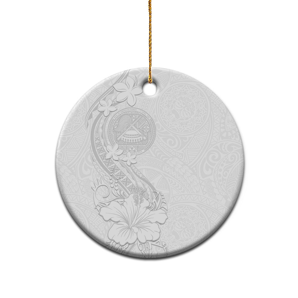 American Samoa White Sunday Ceramic Ornament Polynesian Pattern With Tropical Flowers LT05 - Polynesian Pride