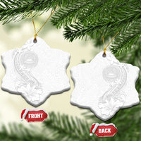 American Samoa White Sunday Ceramic Ornament Polynesian Pattern With Tropical Flowers LT05 Snow Flake White - Polynesian Pride