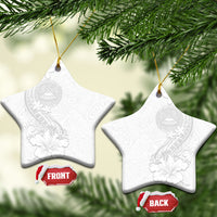 American Samoa White Sunday Ceramic Ornament Polynesian Pattern With Tropical Flowers LT05 Star White - Polynesian Pride