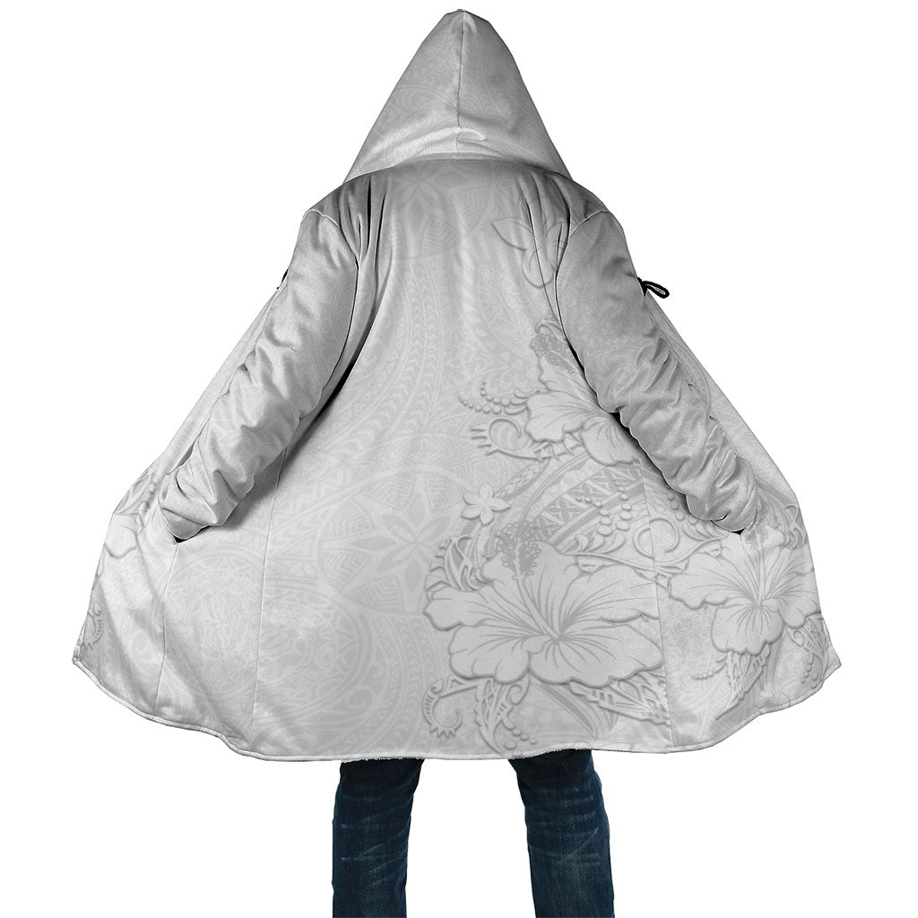 American Samoa White Sunday Cloak Polynesian Pattern With Tropical Flowers
