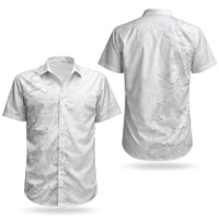 American Samoa White Sunday Couples Matching Off Shoulder Maxi Dress and Hawaiian Shirt Polynesian Pattern With Tropical Flowers