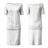 American Samoa White Sunday Couples Matching Puletasi and Hawaiian Shirt Polynesian Pattern With Tropical Flowers