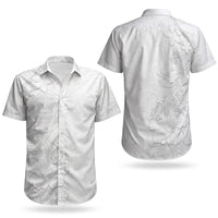 American Samoa White Sunday Couples Matching Short Sleeve Bodycon Dress and Hawaiian Shirt Polynesian Pattern With Tropical Flowers