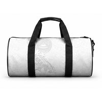 American Samoa White Sunday Duffle Bag Polynesian Pattern With Tropical Flowers