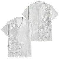 American Samoa White Sunday Family Matching Off Shoulder Maxi Dress and Hawaiian Shirt Polynesian Pattern With Tropical Flowers