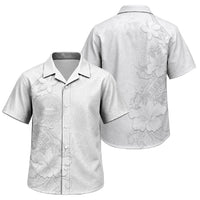 American Samoa White Sunday Family Matching Off Shoulder Maxi Dress and Hawaiian Shirt Polynesian Pattern With Tropical Flowers