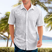 American Samoa White Sunday Hawaiian Shirt Polynesian Pattern With Tropical Flowers