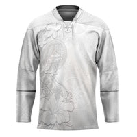 American Samoa White Sunday Hockey Jersey Polynesian Pattern With Tropical Flowers