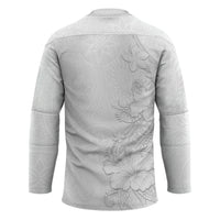 American Samoa White Sunday Hockey Jersey Polynesian Pattern With Tropical Flowers