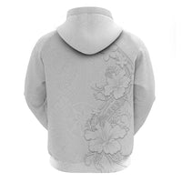 American Samoa White Sunday Hoodie Polynesian Pattern With Tropical Flowers