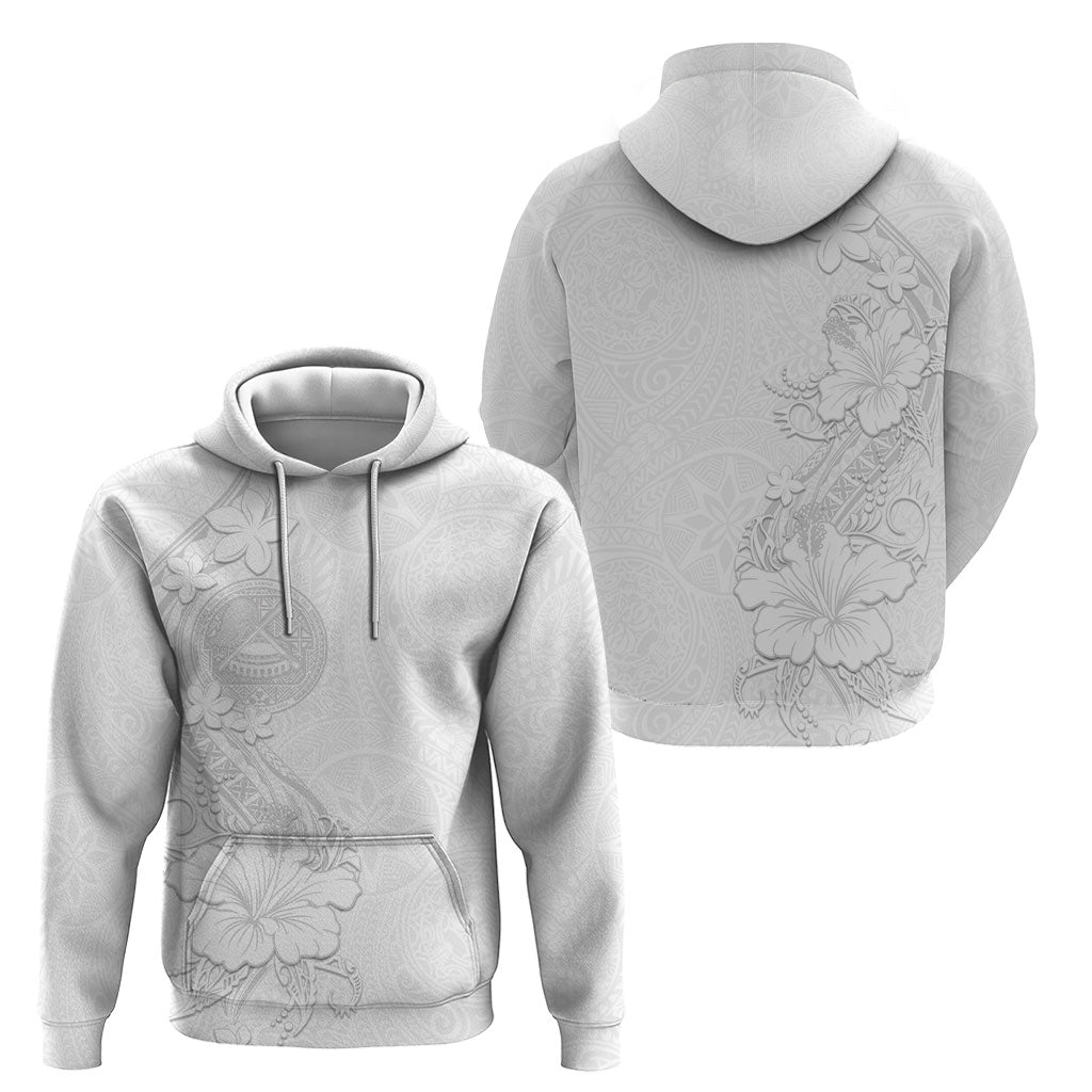 American Samoa White Sunday Hoodie Polynesian Pattern With Tropical Flowers
