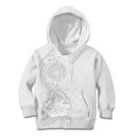 American Samoa White Sunday Kid Hoodie Polynesian Pattern With Tropical Flowers