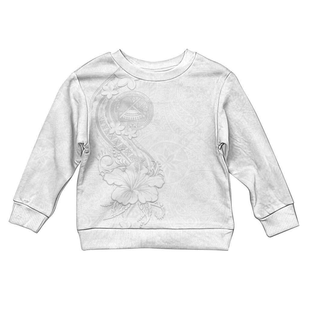American Samoa White Sunday Kid Ugly Christmas Sweater Polynesian Pattern With Tropical Flowers LT05 Kid White - Polynesian Pride