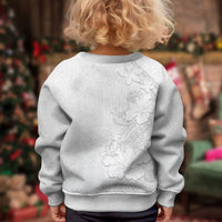 American Samoa White Sunday Kid Ugly Christmas Sweater Polynesian Pattern With Tropical Flowers LT05 - Polynesian Pride