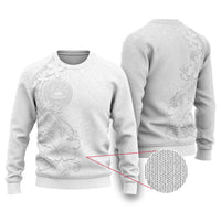 American Samoa White Sunday Ugly Christmas Sweater Polynesian Pattern With Tropical Flowers LT05 White - Polynesian Pride