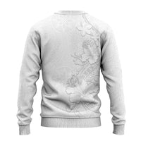 American Samoa White Sunday Ugly Christmas Sweater Polynesian Pattern With Tropical Flowers LT05 - Polynesian Pride