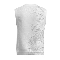 American Samoa White Sunday Christmas Knitted V-Neck Vest Polynesian Pattern With Tropical Flowers LT05 - Polynesian Pride