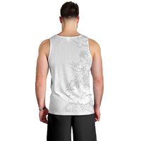 American Samoa White Sunday Men Tank Top Polynesian Pattern With Tropical Flowers
