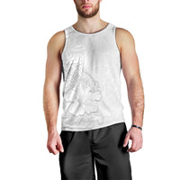 American Samoa White Sunday Men Tank Top Polynesian Pattern With Tropical Flowers