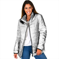 American Samoa White Sunday Padded Jacket Polynesian Pattern With Tropical Flowers