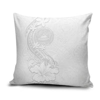 American Samoa White Sunday Pillow Cover Polynesian Pattern With Tropical Flowers