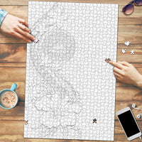 American Samoa White Sunday Puzzle Polynesian Pattern With Tropical Flowers