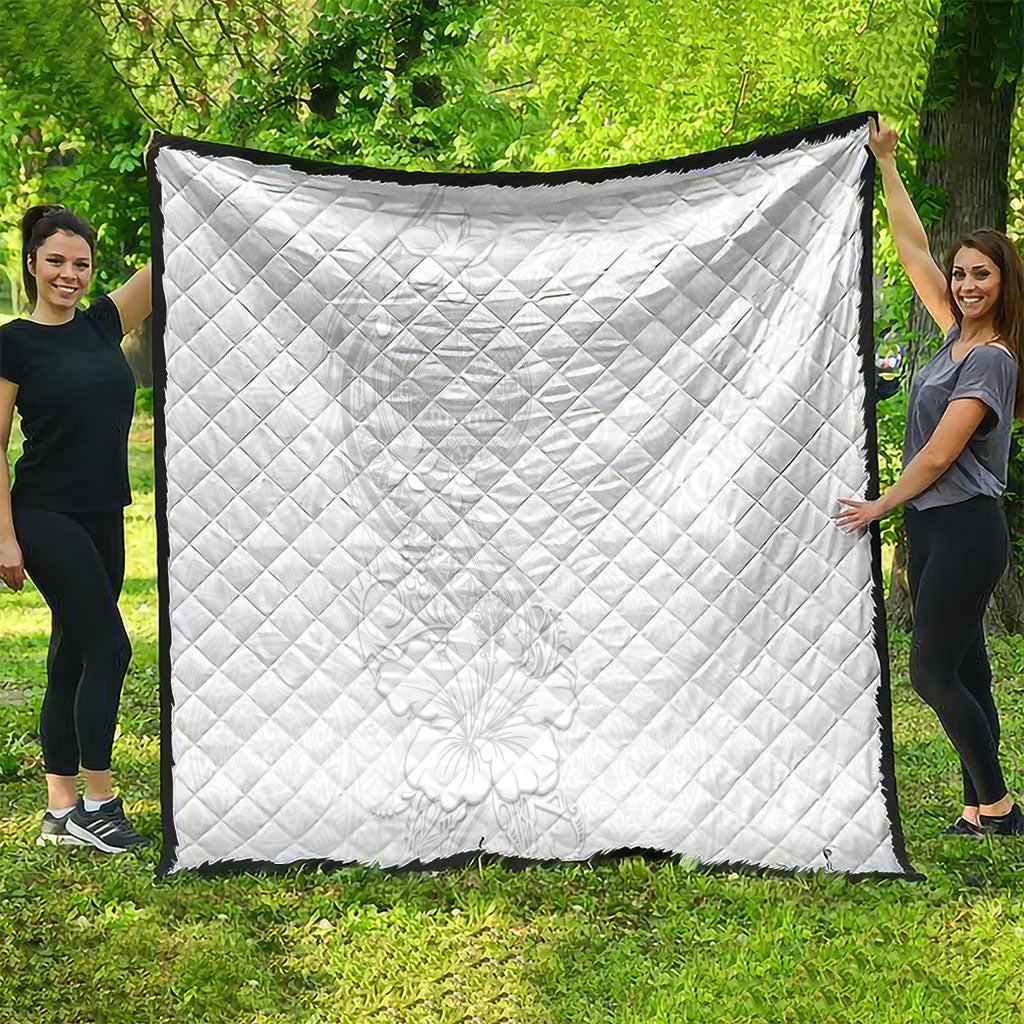 American Samoa White Sunday Quilt Polynesian Pattern With Tropical Flowers