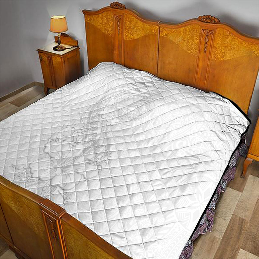 American Samoa White Sunday Quilt Polynesian Pattern With Tropical Flowers