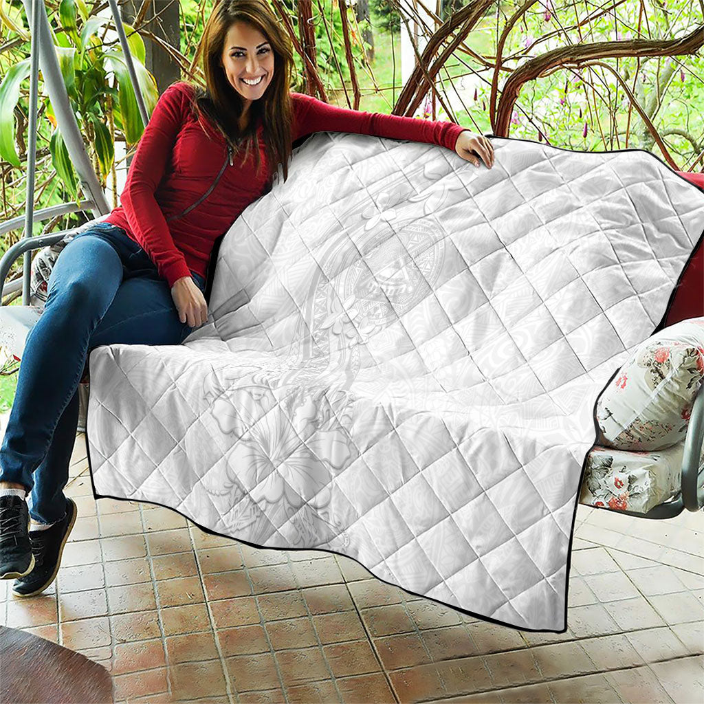 American Samoa White Sunday Quilt Polynesian Pattern With Tropical Flowers