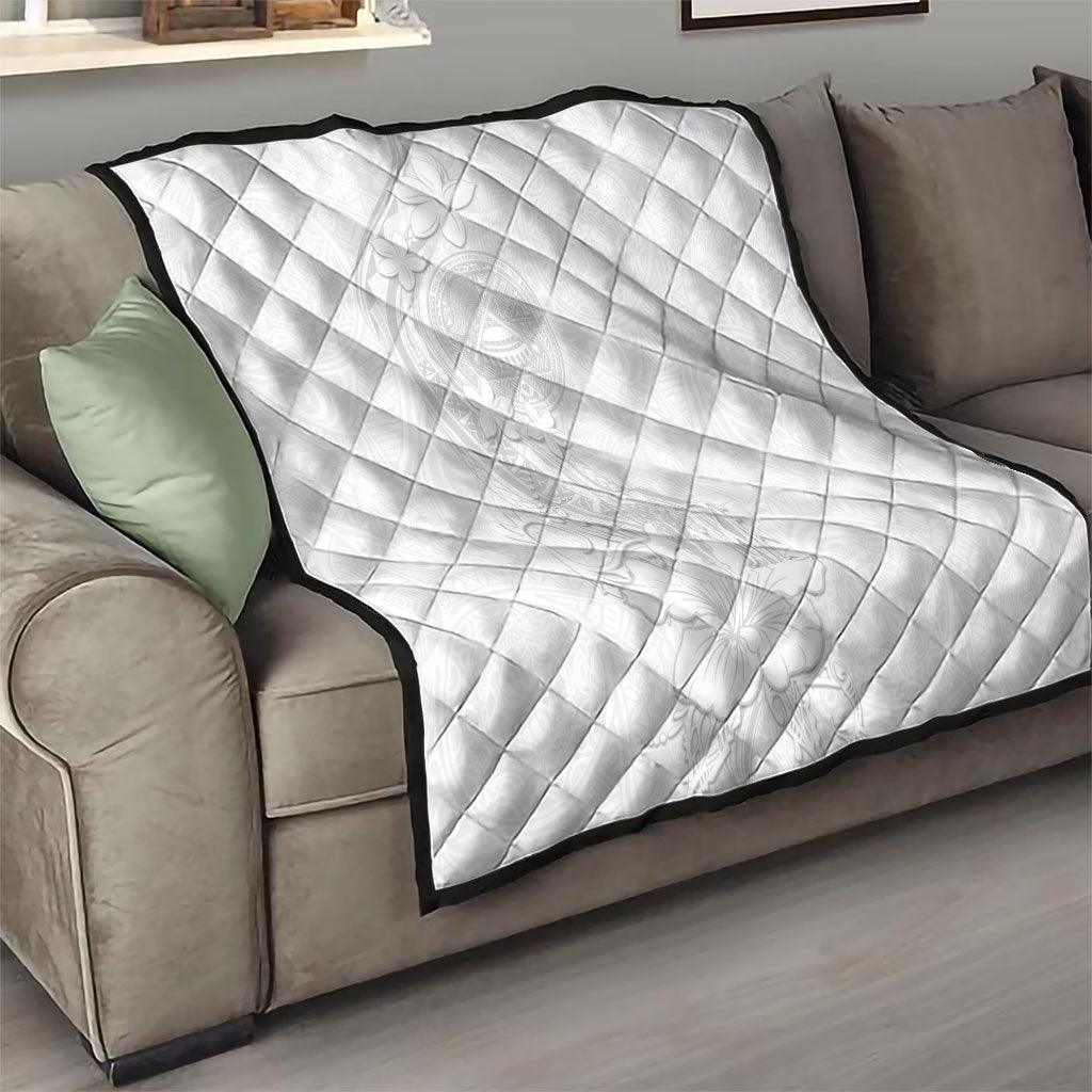 American Samoa White Sunday Quilt Polynesian Pattern With Tropical Flowers