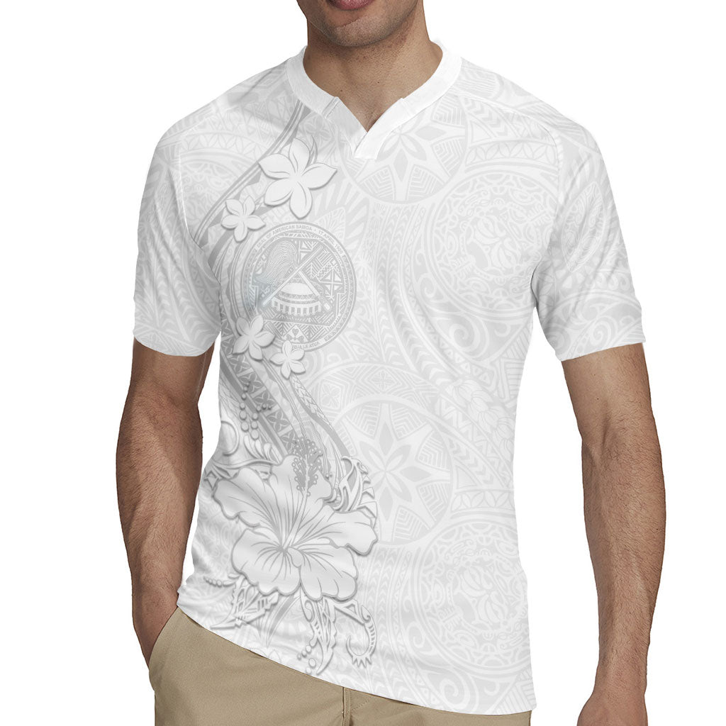 American Samoa White Sunday Rugby Jersey Polynesian Pattern With Tropical Flowers