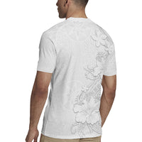American Samoa White Sunday Rugby Jersey Polynesian Pattern With Tropical Flowers
