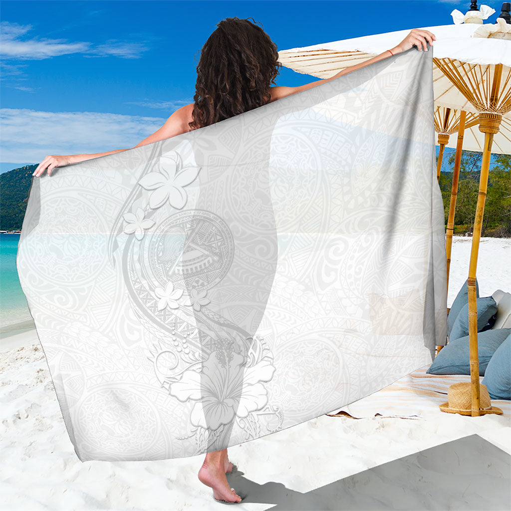 American Samoa White Sunday Sarong Polynesian Pattern With Tropical Flowers
