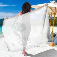 American Samoa White Sunday Sarong Polynesian Pattern With Tropical Flowers
