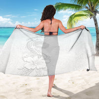 American Samoa White Sunday Sarong Polynesian Pattern With Tropical Flowers