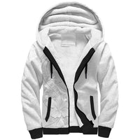 American Samoa White Sunday Sherpa Hoodie Polynesian Pattern With Tropical Flowers