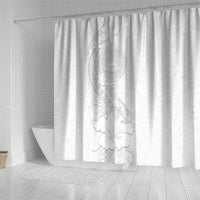 American Samoa White Sunday Shower Curtain Polynesian Pattern With Tropical Flowers