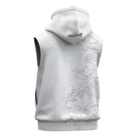 American Samoa White Sunday Sleeveless Zip Hoodie Polynesian Pattern With Tropical Flowers