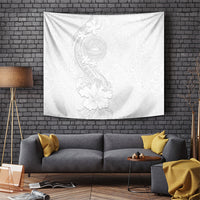 American Samoa White Sunday Tapestry Polynesian Pattern With Tropical Flowers