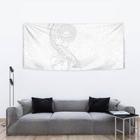American Samoa White Sunday Tapestry Polynesian Pattern With Tropical Flowers