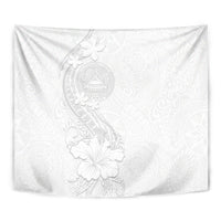 American Samoa White Sunday Tapestry Polynesian Pattern With Tropical Flowers