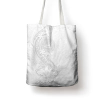 American Samoa White Sunday Tote Bag Polynesian Pattern With Tropical Flowers
