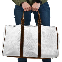 American Samoa White Sunday Travel Bag Polynesian Pattern With Tropical Flowers