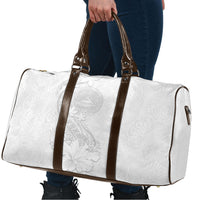 American Samoa White Sunday Travel Bag Polynesian Pattern With Tropical Flowers