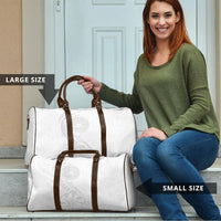 American Samoa White Sunday Travel Bag Polynesian Pattern With Tropical Flowers