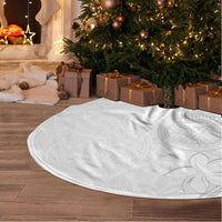 American Samoa White Sunday Tree Skirt Polynesian Pattern With Tropical Flowers LT05 - Polynesian Pride
