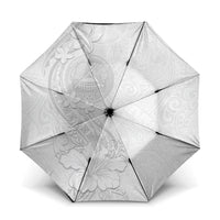American Samoa White Sunday Umbrella Polynesian Pattern With Tropical Flowers