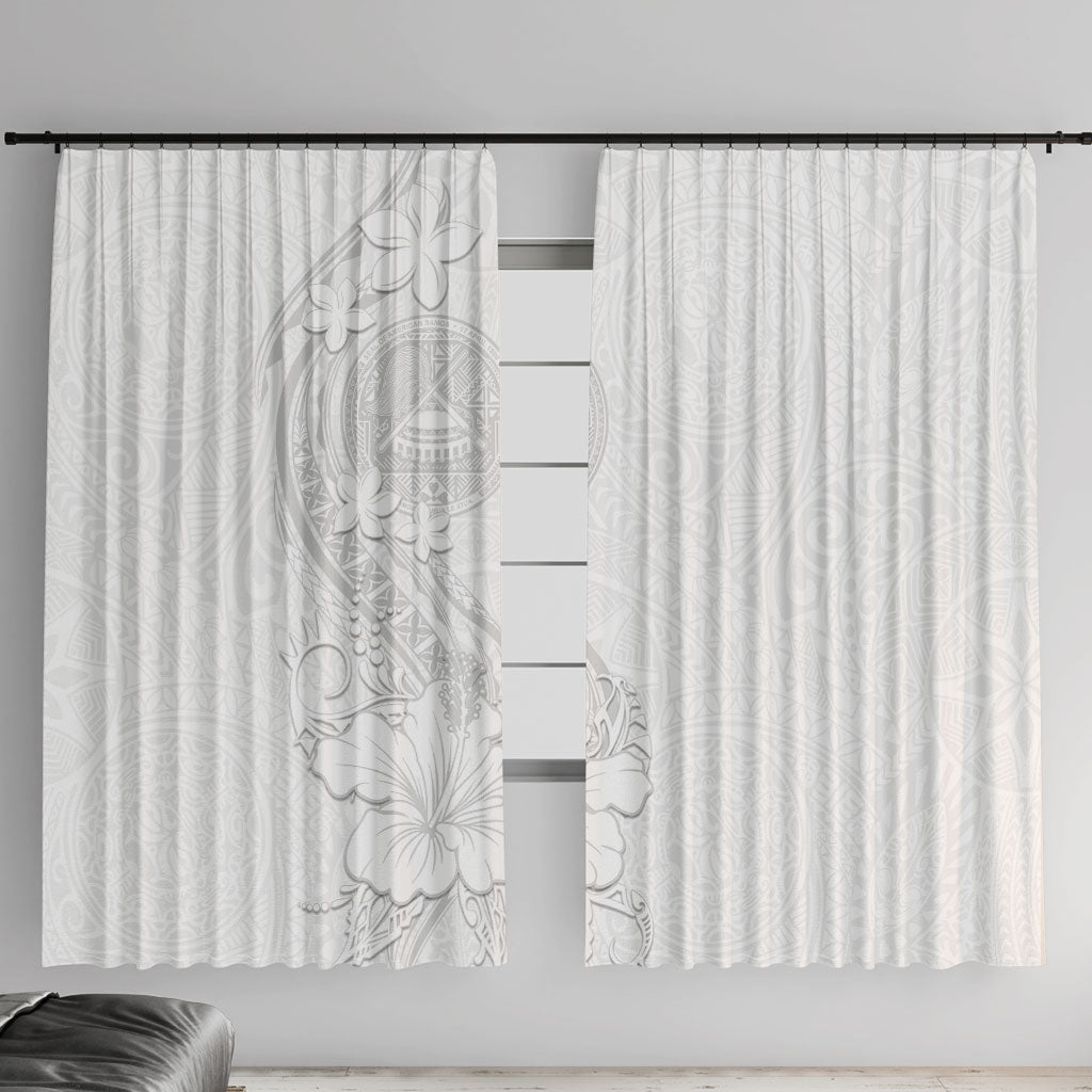 American Samoa White Sunday Window Curtain Polynesian Pattern With Tropical Flowers