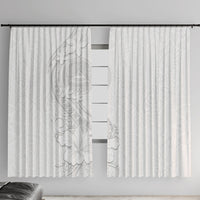 American Samoa White Sunday Window Curtain Polynesian Pattern With Tropical Flowers